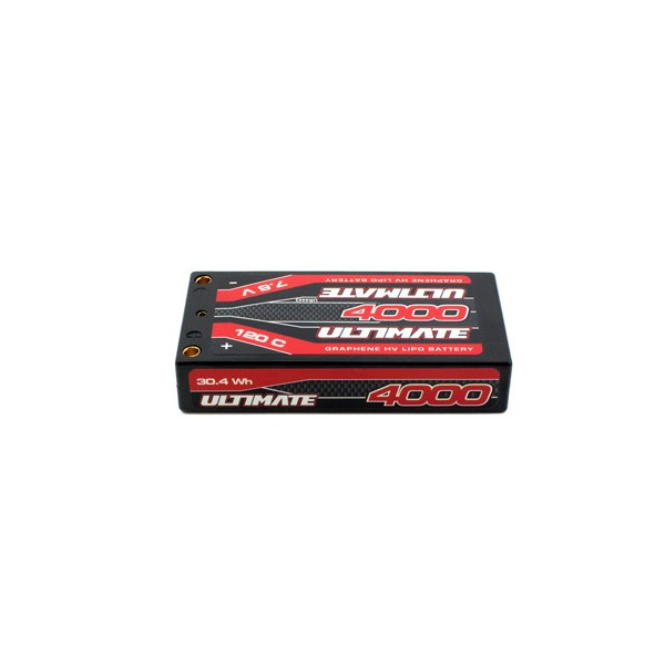 ULTIMATE GRAPHENE HV LCG LIPO SHORTY 4000MAH 7.6V 120C 4MM TUBES